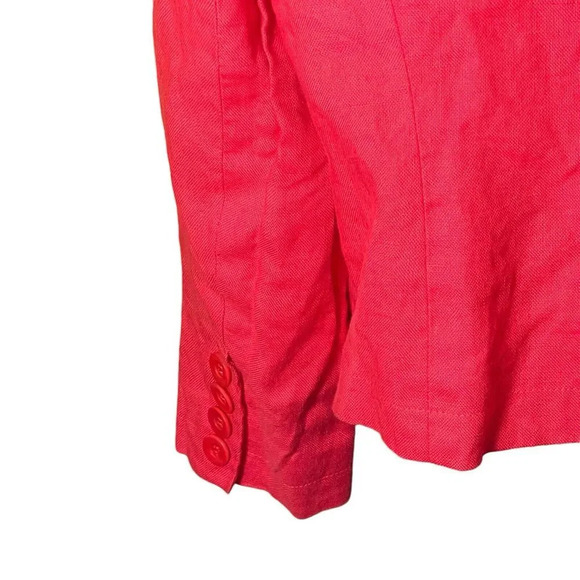 Vintage Talbots Women’s Irish Linen Blazer 10P Hot Pink Preppy Career Jacket - Picture 8 of 12